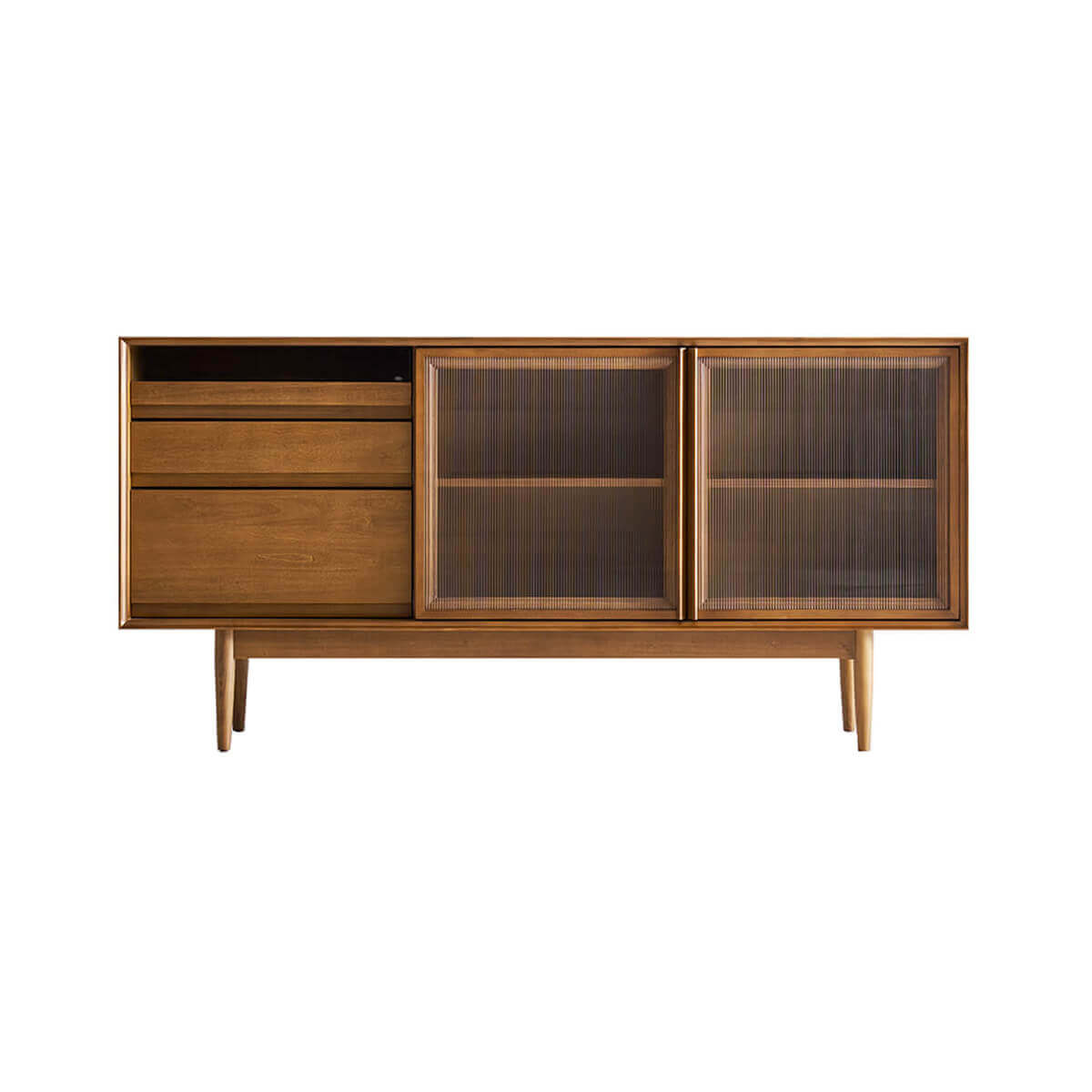 Gentle Reeded Glass Sideboard front view