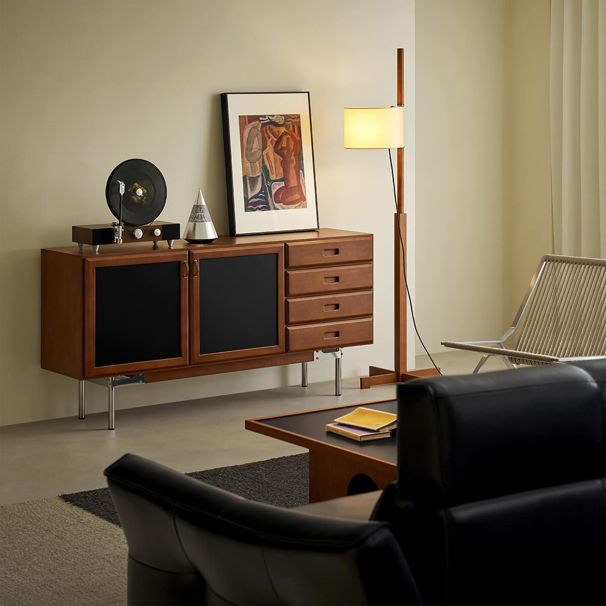 Gentle Ribbon Sideboard styled in a contemporary living room