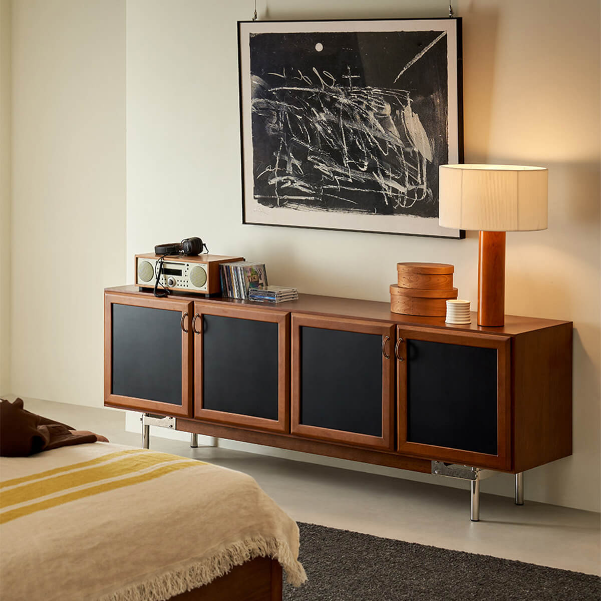 Gentle Ribbon TV Unit used as bedroom storage cabinet