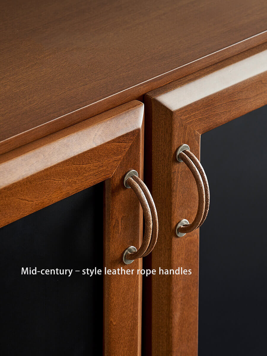 Leather rope handles detail on Gentle Ribbon TV Unit
