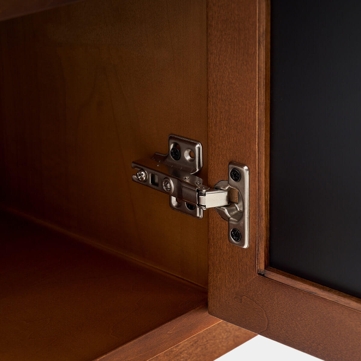 Soft-close hinge detail inside Gentle Ribbon TV Unit