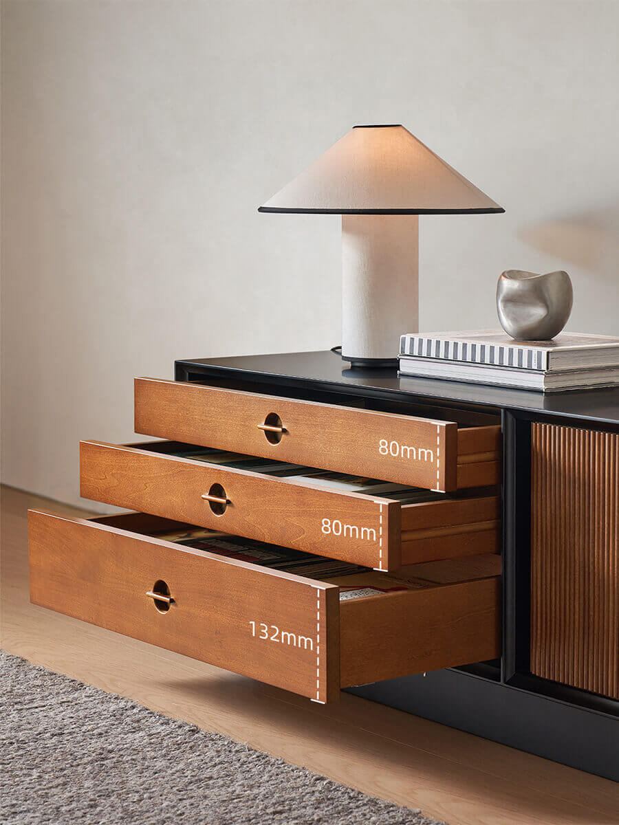 Drawer dimensions of the Gentle Tambour TV Unit