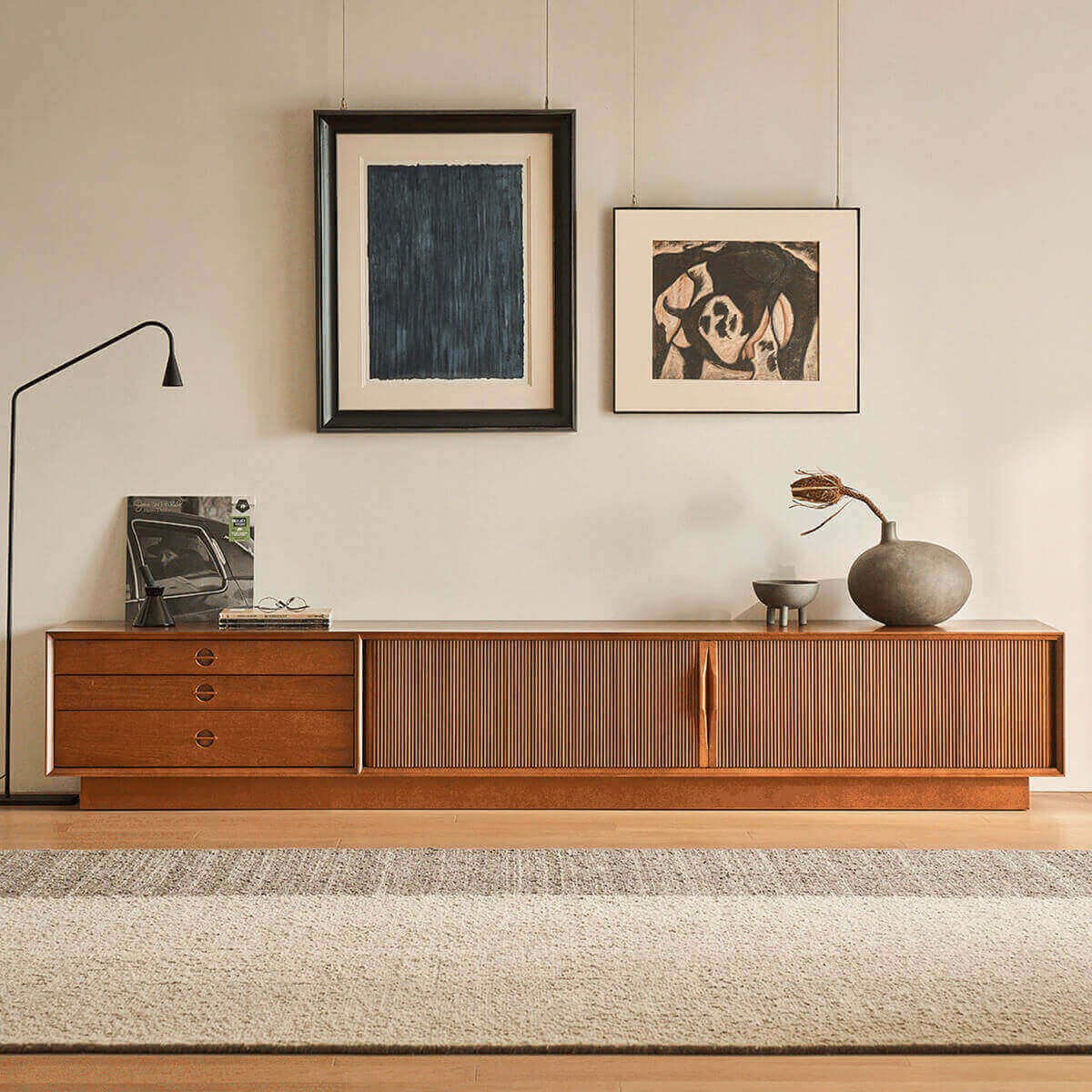 Plinth Base Unit Gentle Tambour TV Unit | Modern Timber TV Cabinet | Z-Furnishing