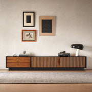 Gentle Tambour TV Unit with plinth base in two-tone finish