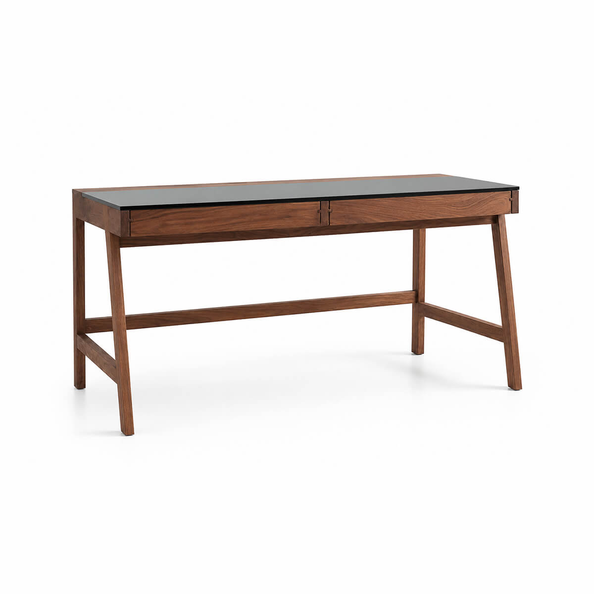 Glenn solid walnut desk front view