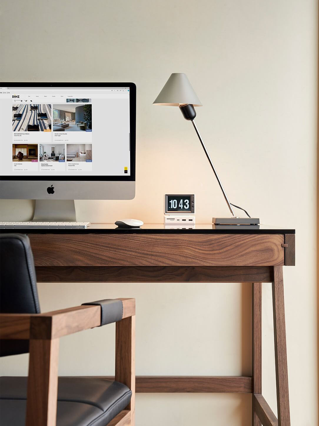 Glenn solid walnut desk with tempered glass work surface