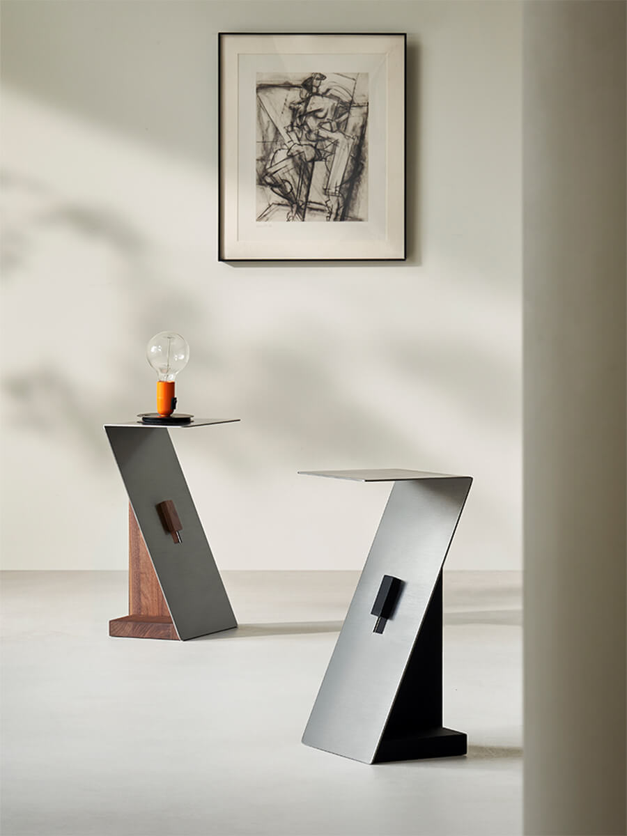 Graham side table available with solid walnut and solid oak bases.