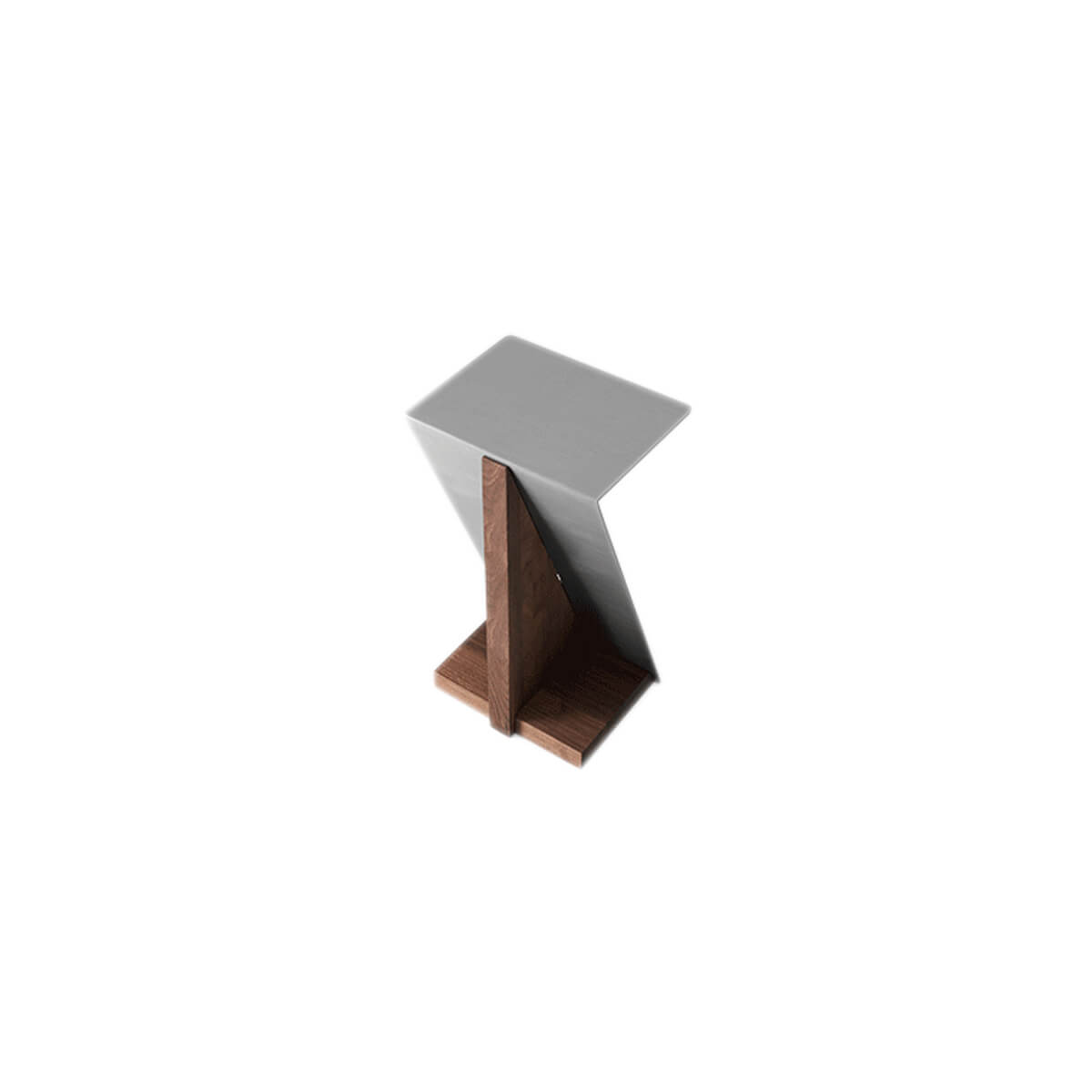 Graham side table with a brushed stainless steel frame and solid timber base.