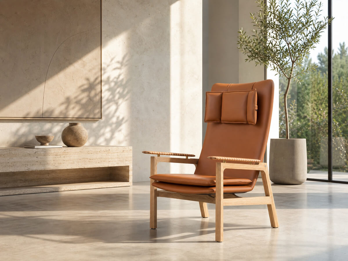Grant leather armchair in a contemporary living room setting