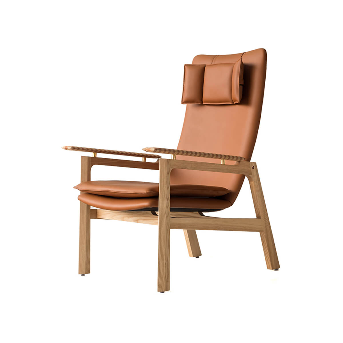 Grant leather armchair featuring top grain leather upholstery and solid ash frame