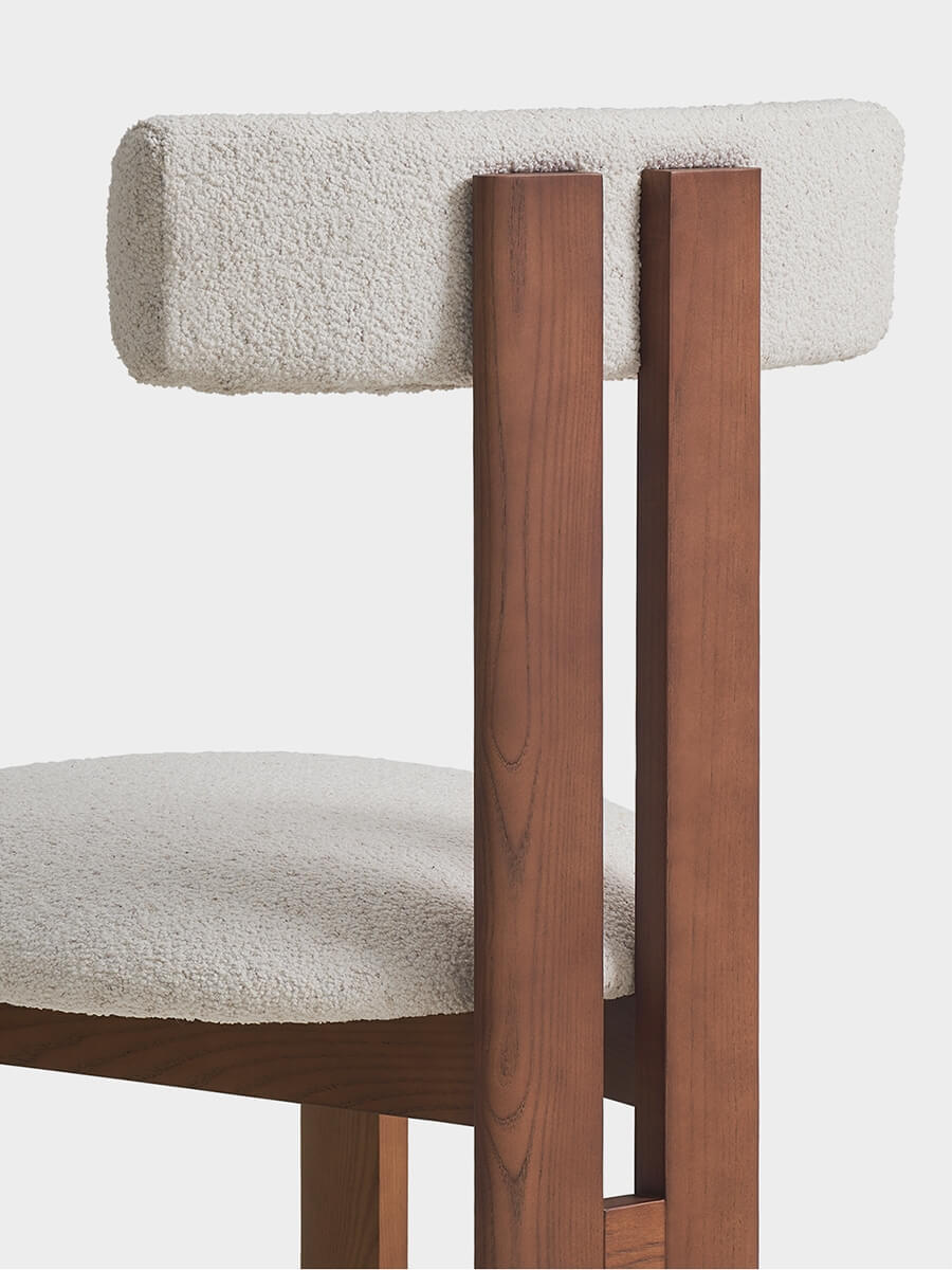 Rear timber backrest detail of Hannah dining chair