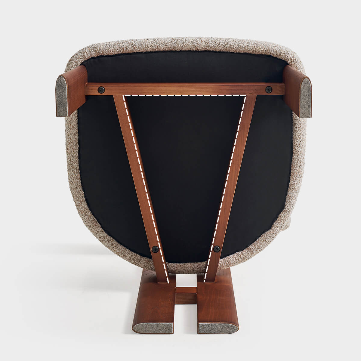 Underside construction detail of Hannah dining chair