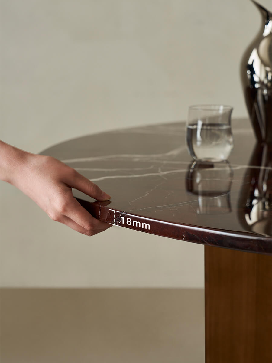 Hannah Dining Table tabletop thickness detail