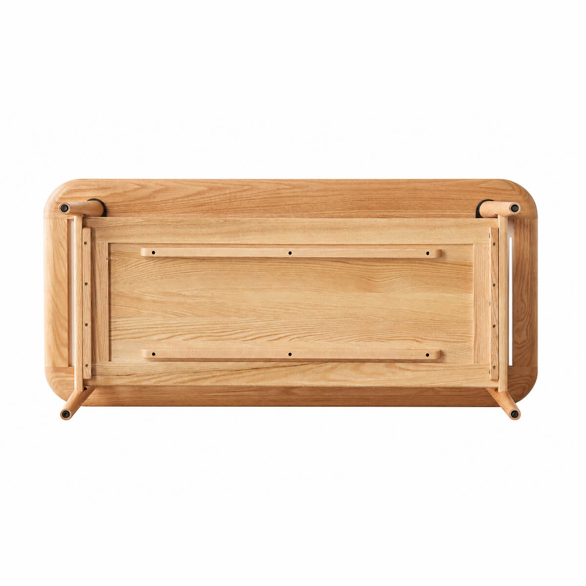 Underside construction of the Harlow solid oak coffee table