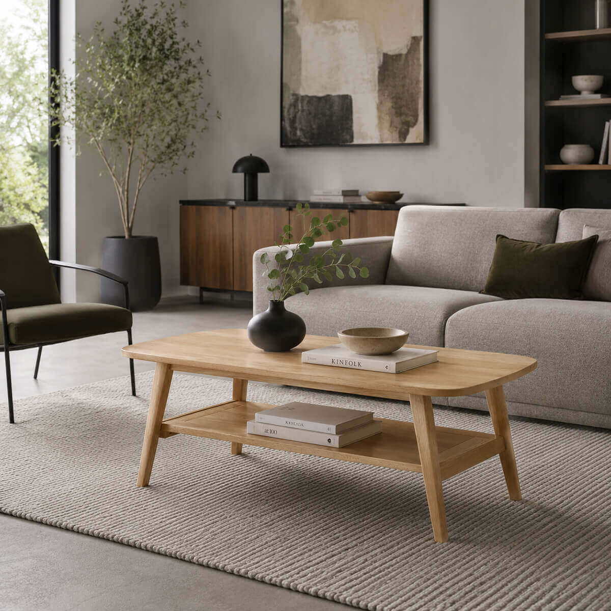 Harlow Solid Oak Coffee Table with contemporary Scandinavian styling