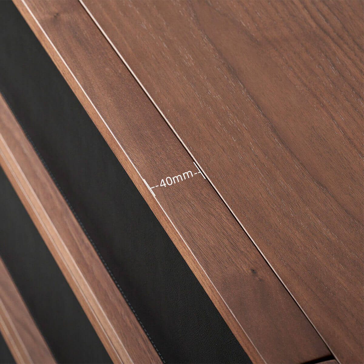 Solid North American walnut frame detail on Hayley sideboard