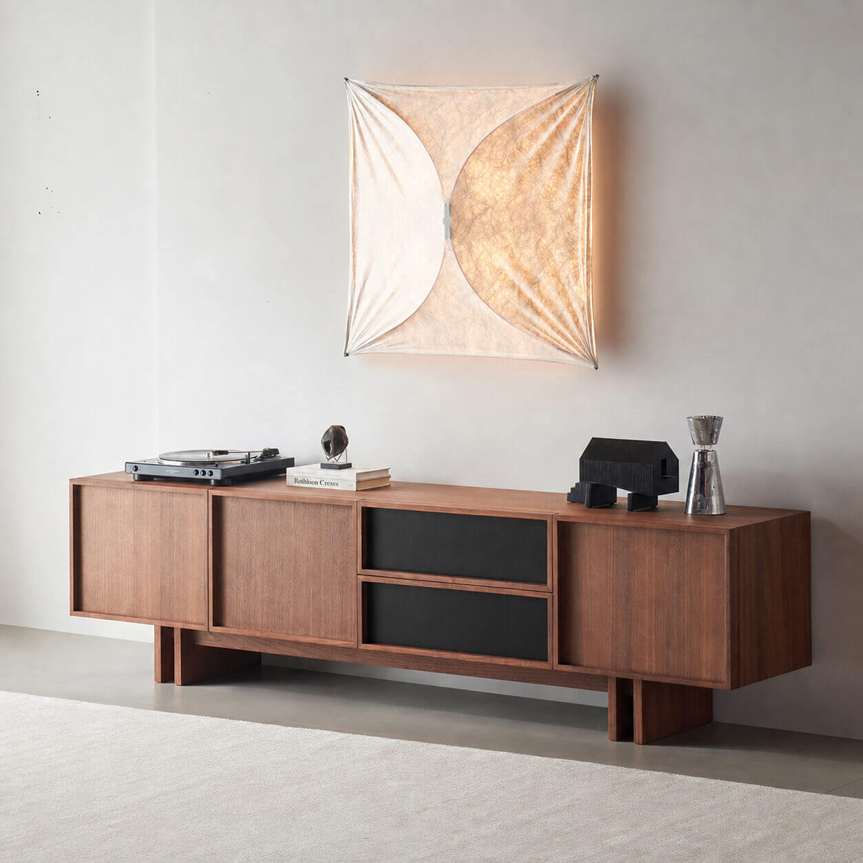 Hayley Walnut TV Unit with saddle leather drawers