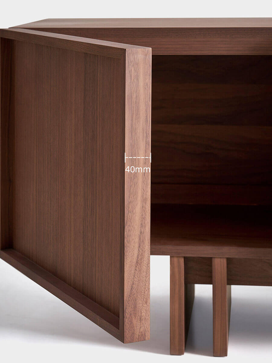Hayley Walnut TV Unit 40mm solid walnut frame detail