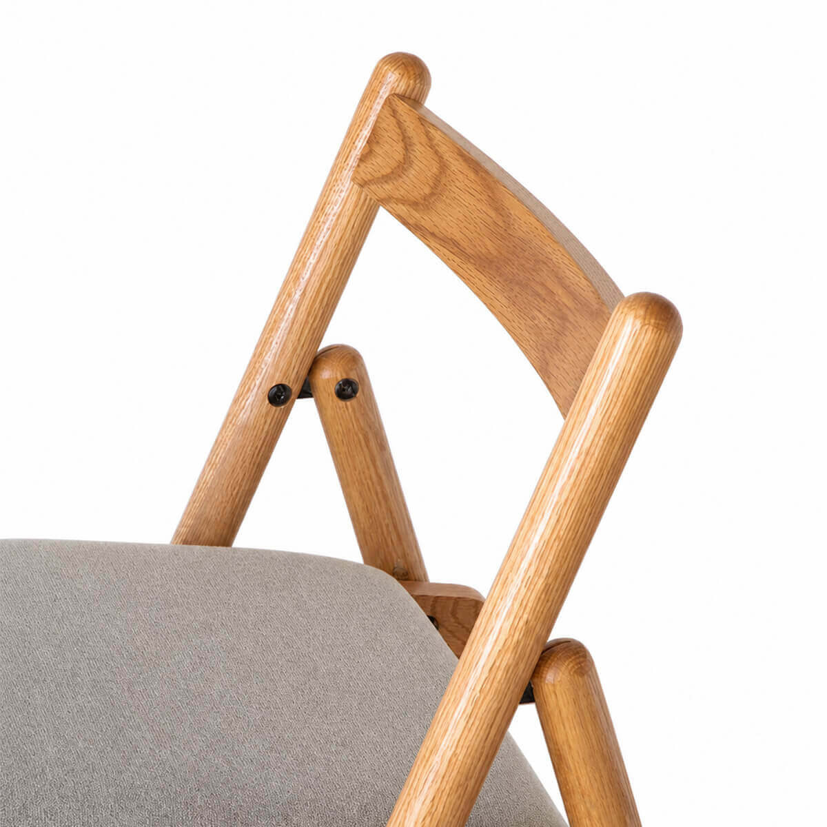 Folding mechanism detail of the Hedrich solid oak folding chair