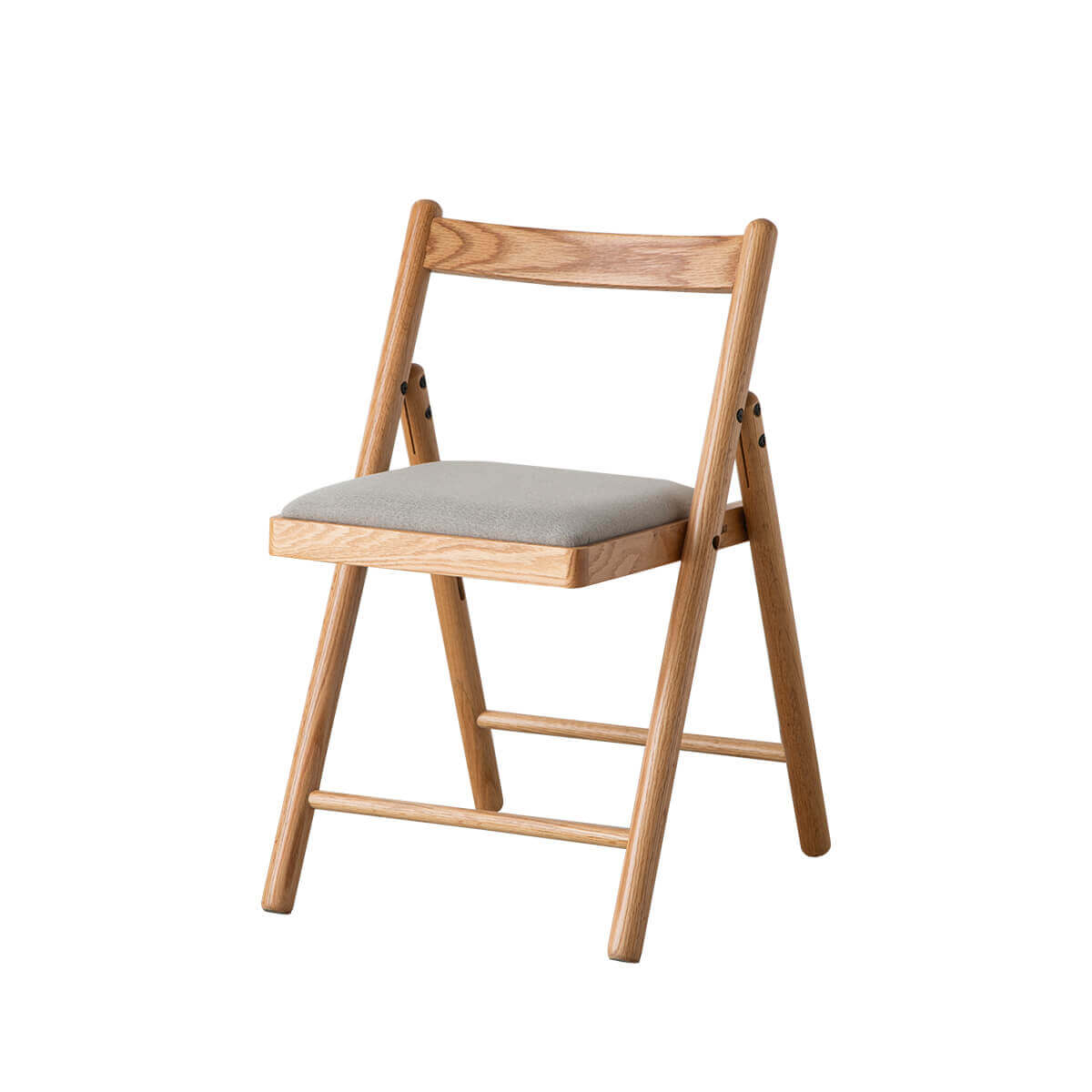 Hedrich solid oak folding chair with upholstered fabric seat
