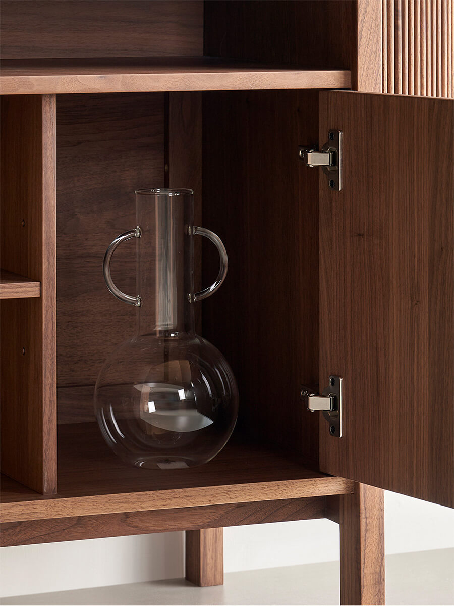 Heidelberg Walnut Tambour Door Sideboard interior storage detail