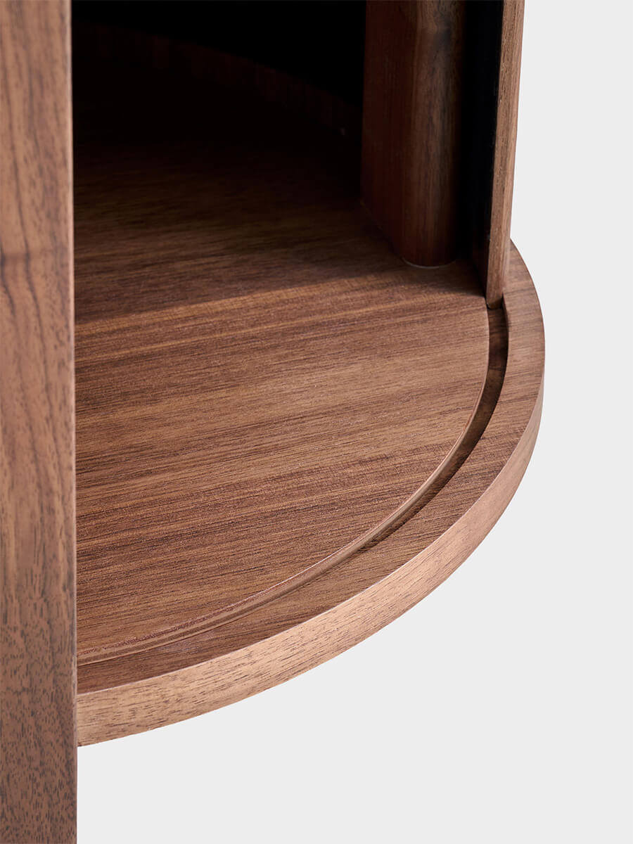 Curved walnut edge detail of the Heidelberg Sideboard