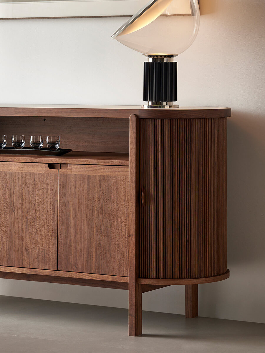 Side profile of the Heidelberg Sideboard showing the curved tambour side panel