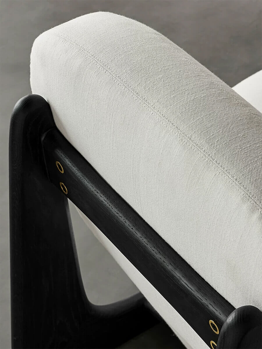 Close-up of the solid oak frame on the Hetty Designer Stool