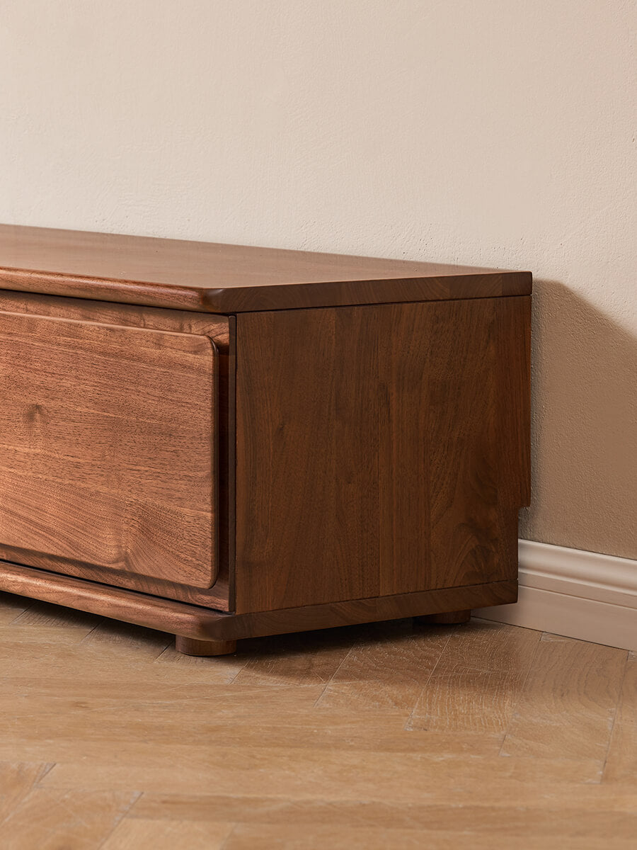 Side profile of Hoswell Solid Walnut TV Unit
