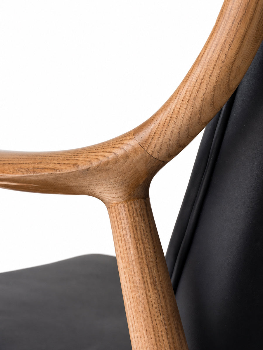 Hult armchair solid ash armrest detail