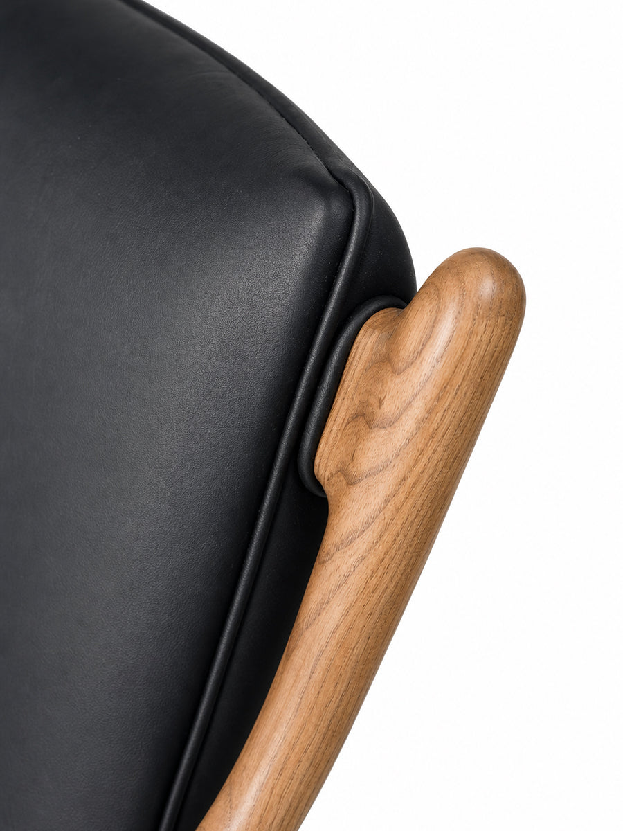 Hult armchair top-grain leather backrest detail