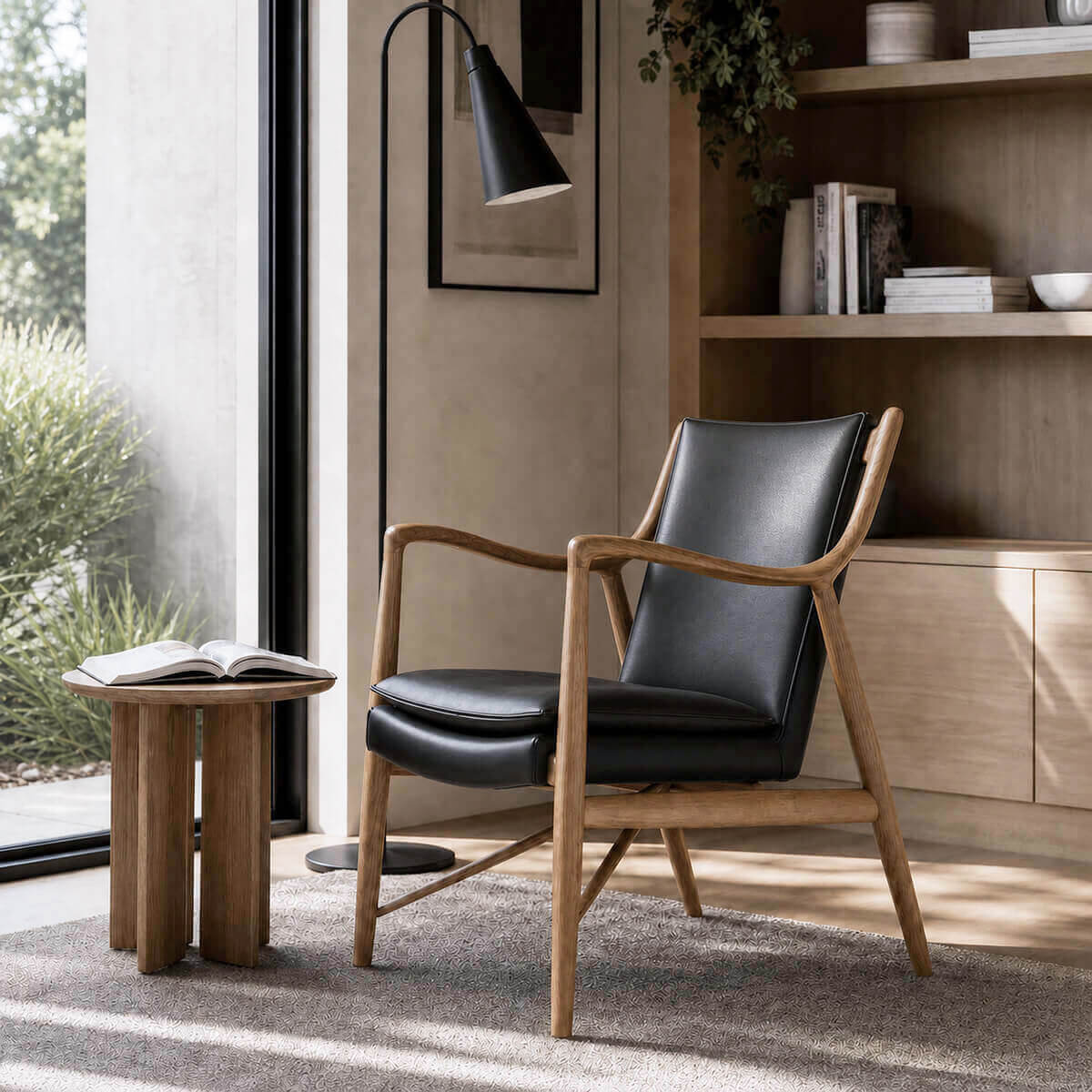 Hult armchair with top-grain leather main