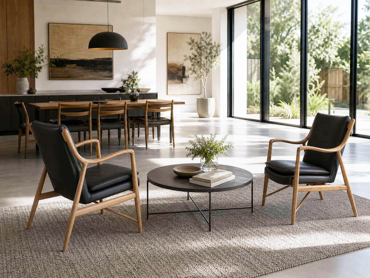 Hult armchairs in a modern living room setting
