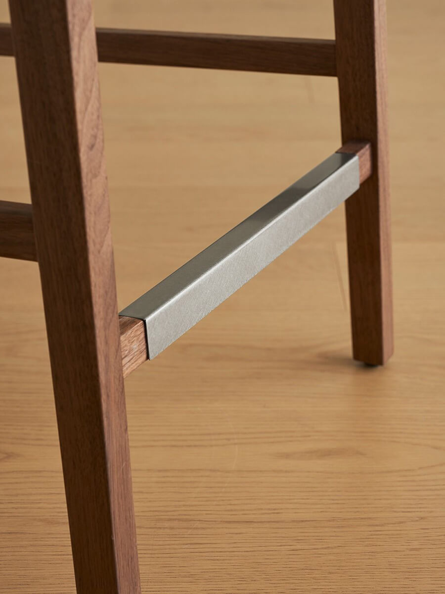 Jackson timber bar stool metal footrest detail
