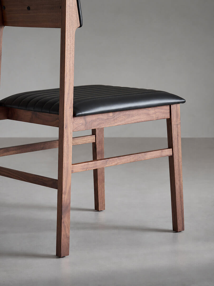 Jackson dining chair solid American black walnut frame detail