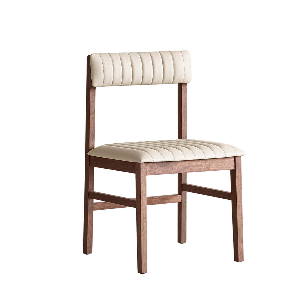Jackson solid walnut leather dining chair in off-white