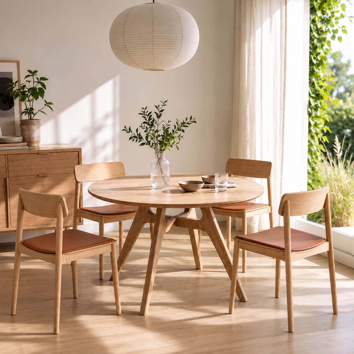 Jacob Round Dining Table in Natural ash with Betty Dining Chairs