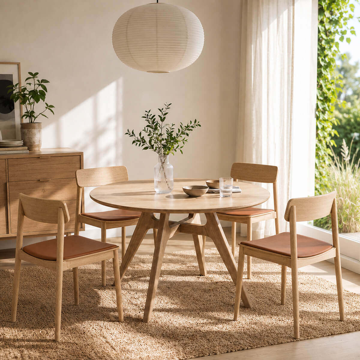 Jacob Round Dining Table in Natural Oak with Betty Dining Chairs