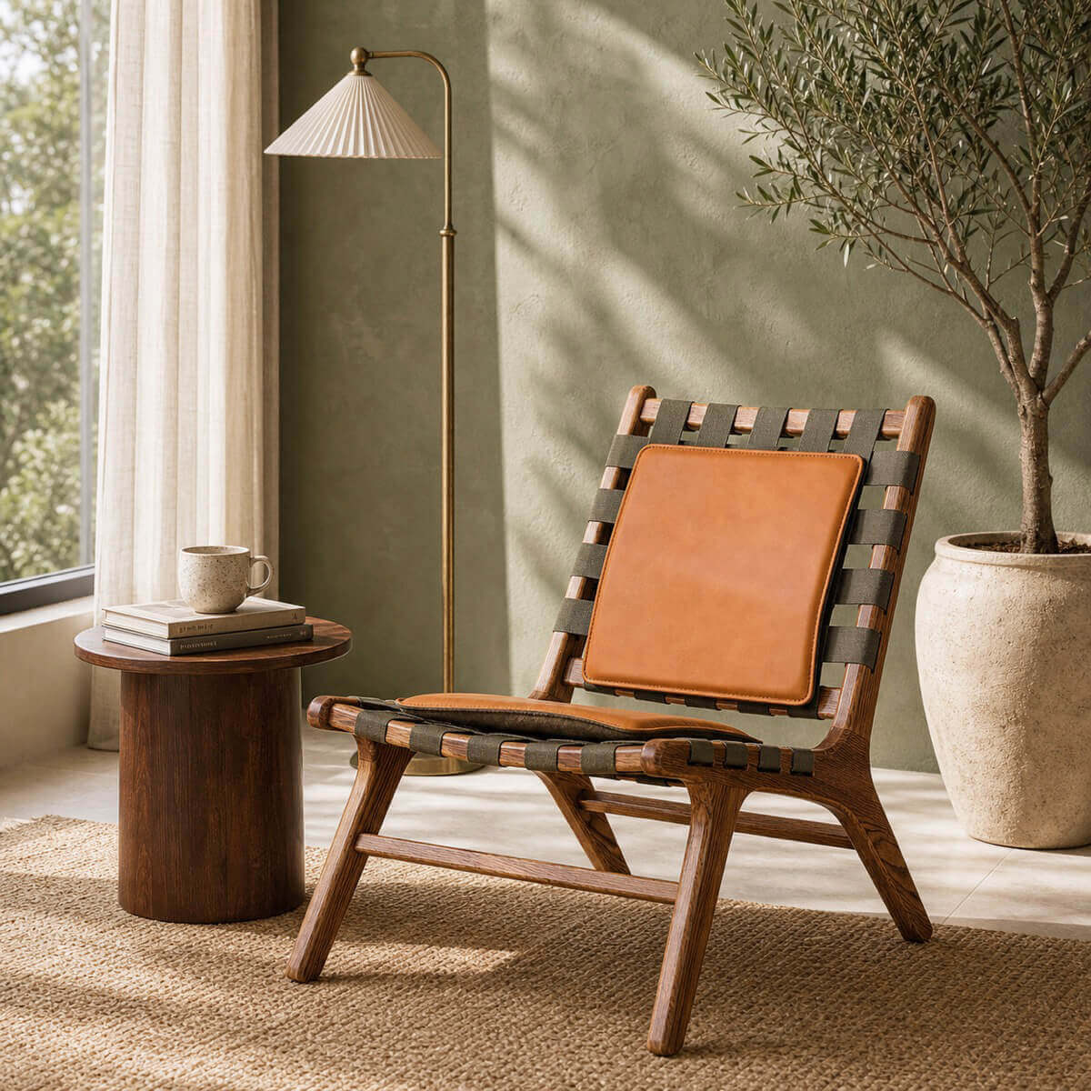 Julian Armchair styled in a contemporary reading corner with natural light
