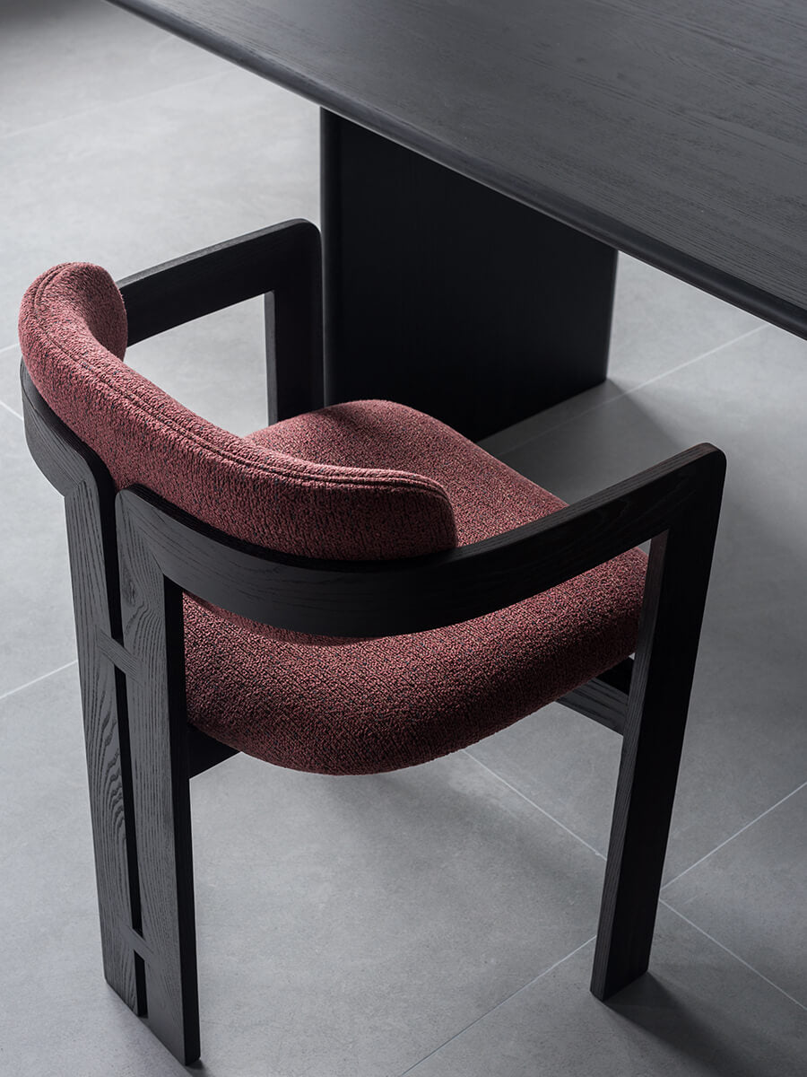 Jutti Dining Table with matching dining chairs in black timber finish