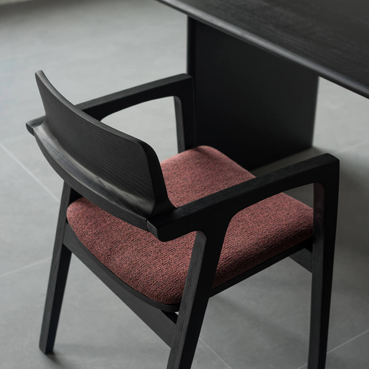 Jutti Dining Table with matching dining chairs in black timber finish