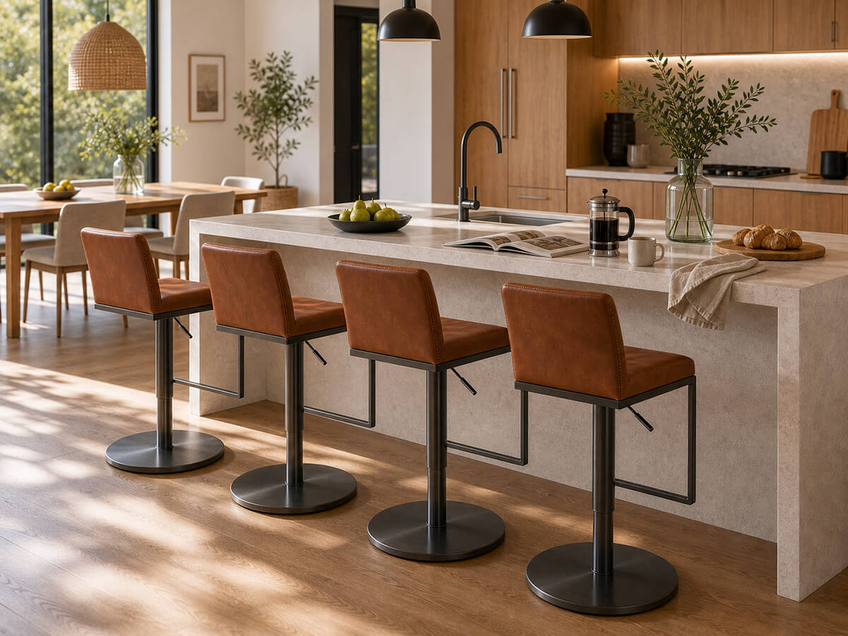 Karly kitchen island seating with multiple bar stools