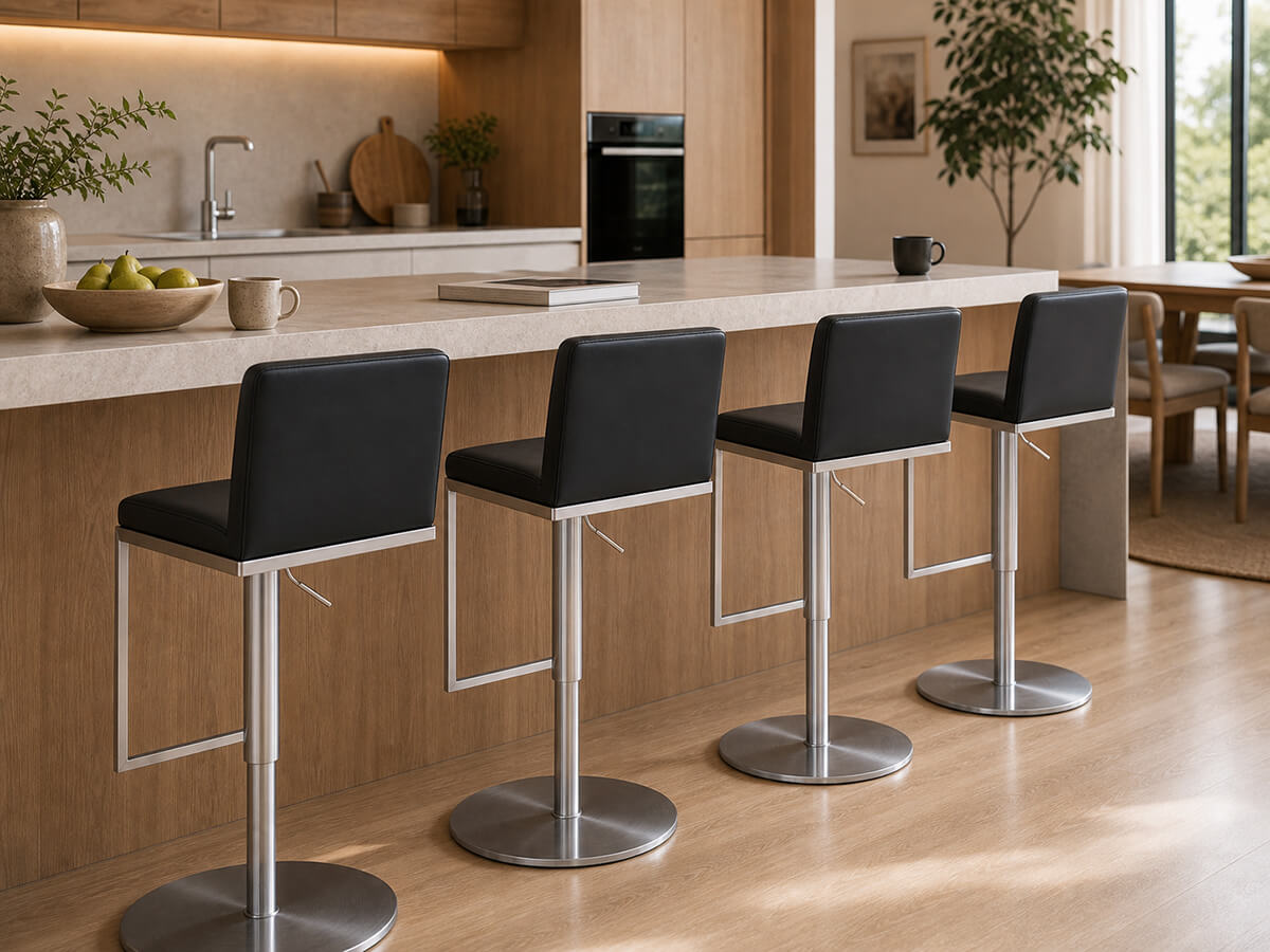 Karly bar stools around a modern kitchen island