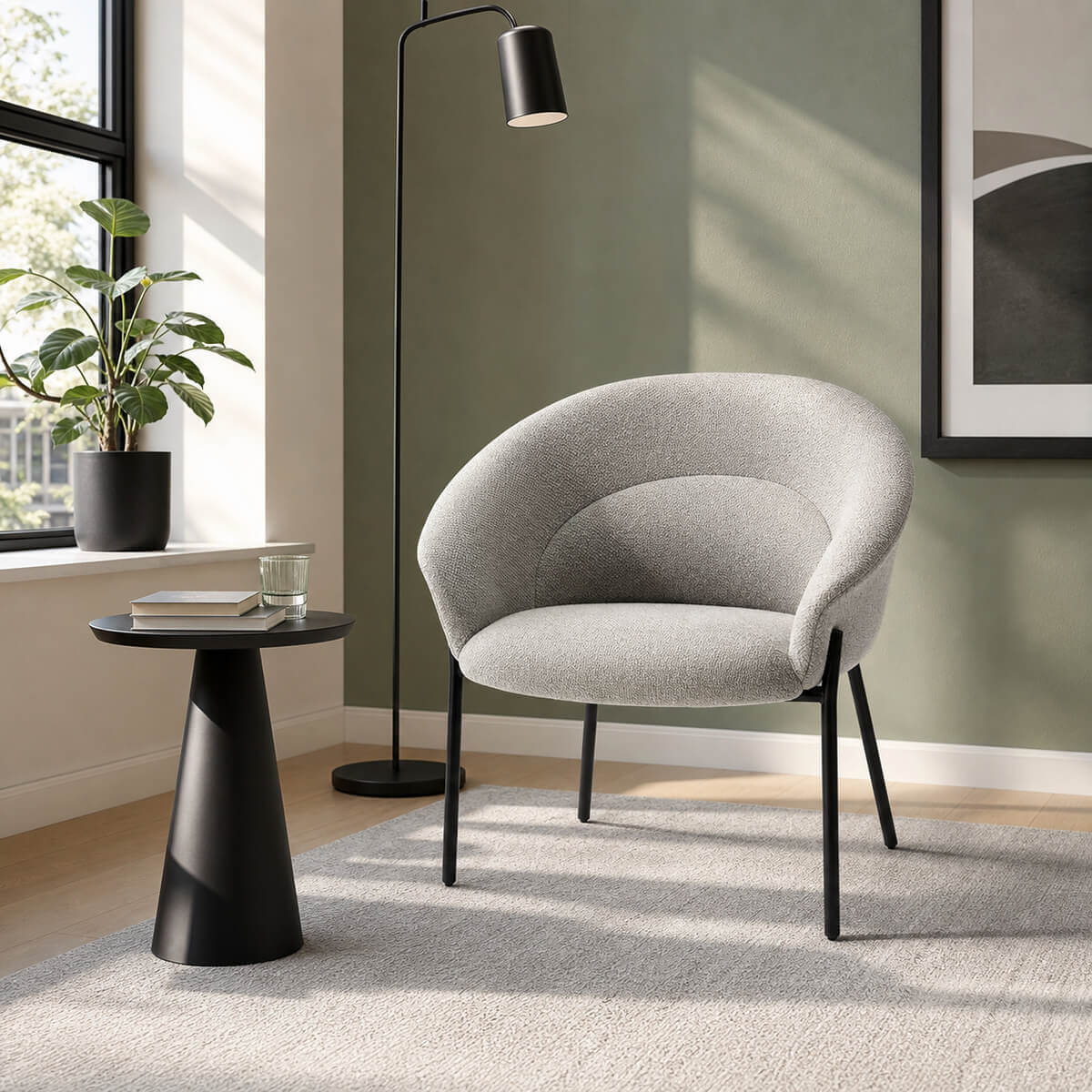 KEBE Petal armchair styled in a reading corner