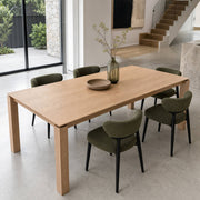 Lachlan oak dining table in oak finish with Klara dining chairs