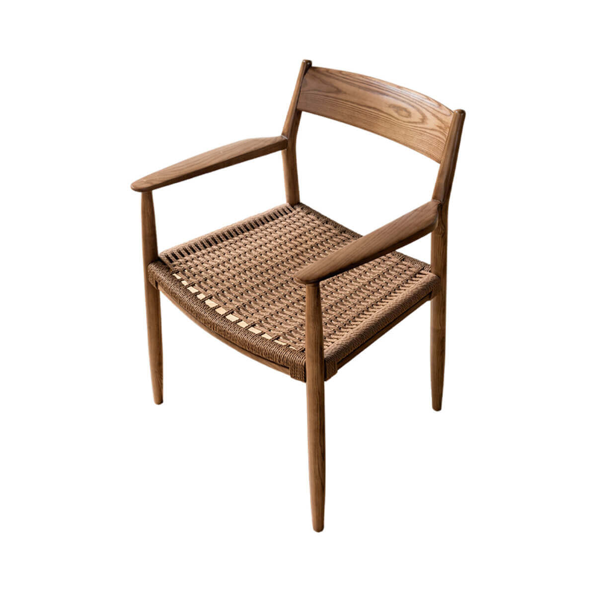 Walnut finish Lancer solid ash woven dining chair