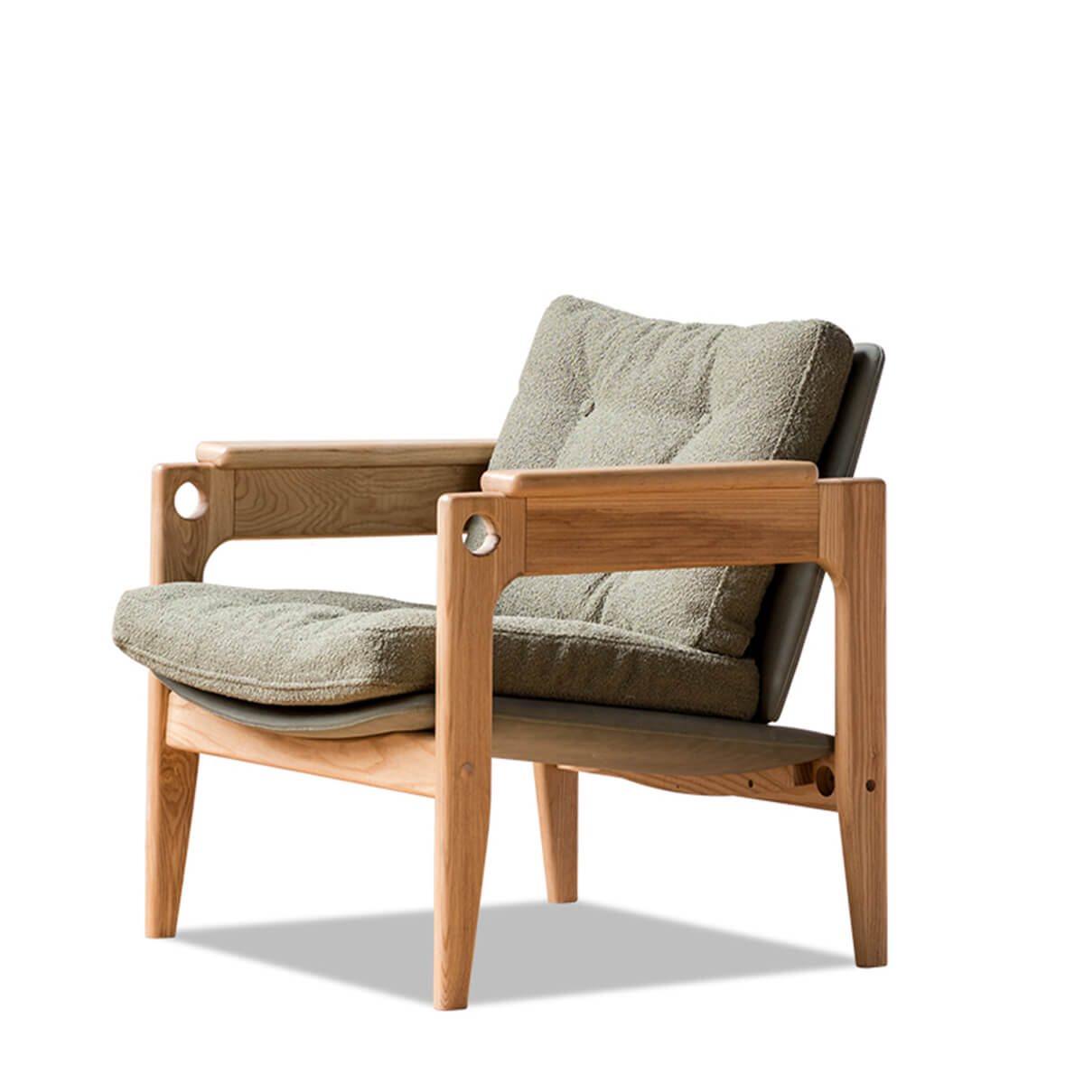 Lapland fabric armchair with solid ash wood frame