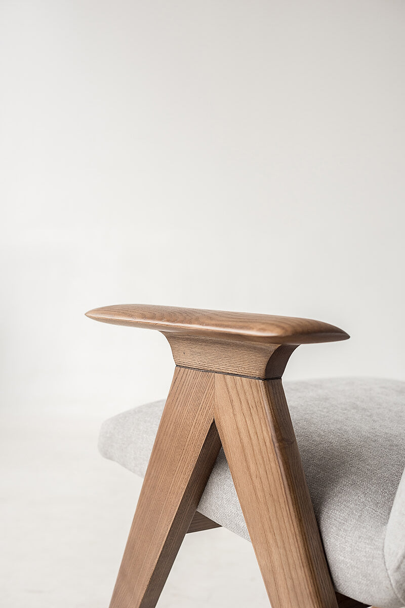 Solid timber frame detail of Libera armchair replica