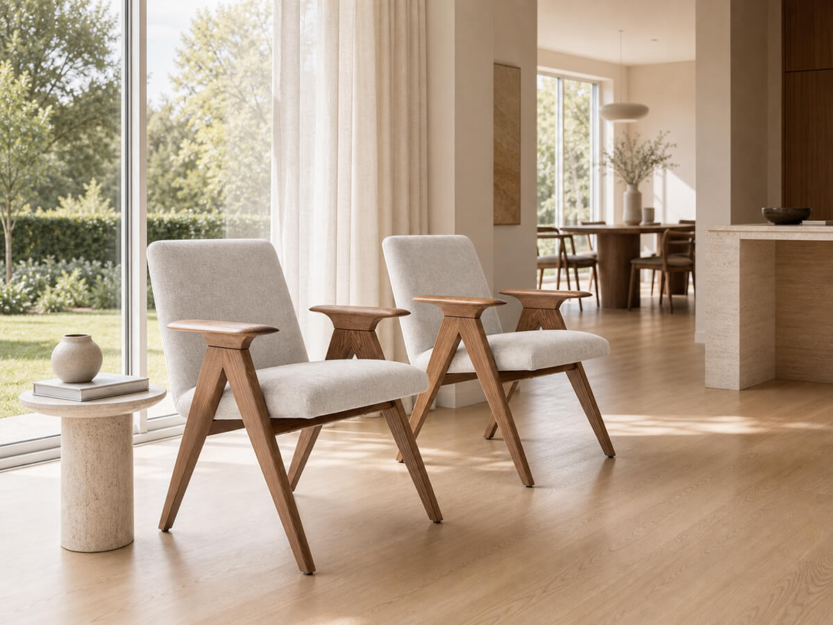 Libera armchair replica in modern lounge setting