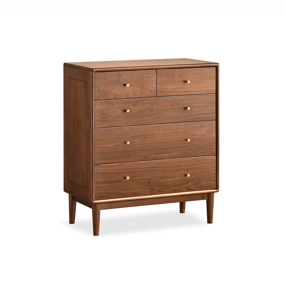 Linde Solid Walnut 5 Drawer Chest